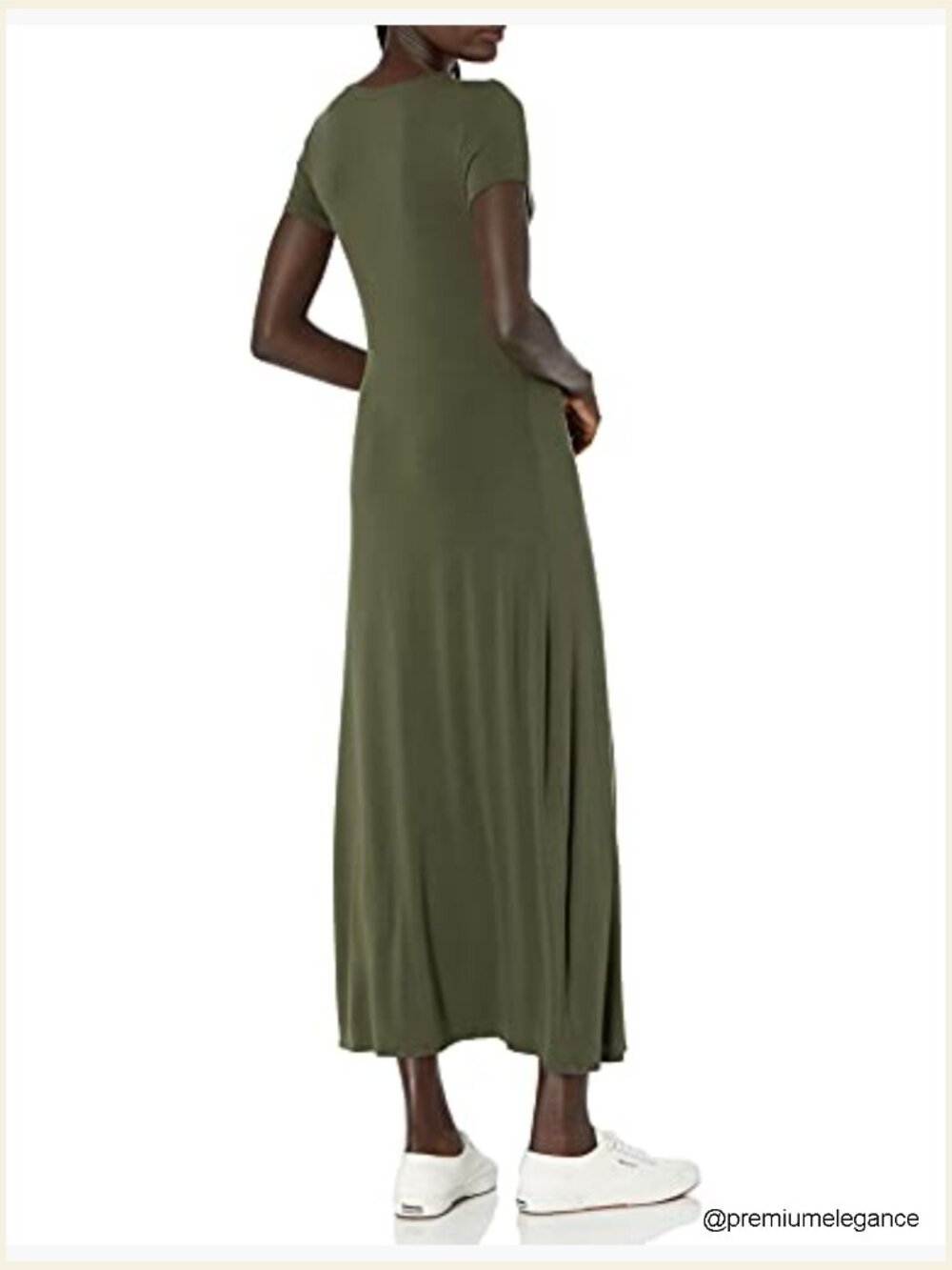 Flowy Short-Sleeve Maxi Dress, Rayon Stretch Jersey, Regular Fit - Picture 3 of 7